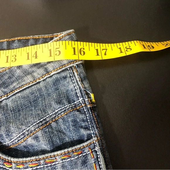 Antik Denim Jeans Medium Blue 9 Button Fly Decorative Pockets - Picture 4 of 12